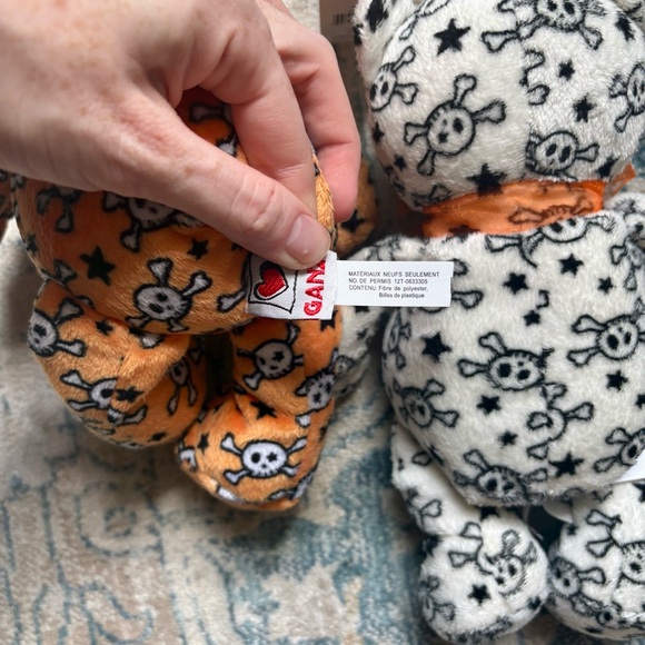 ☠️ GANZ NWT Skull Bear Lot of 2 Halloween Plush Decor Toy Stuffed Animal Holiday - Picture 8 of 9